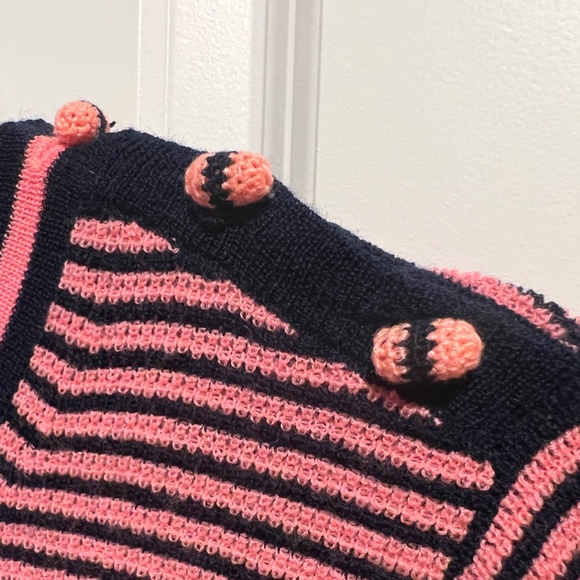 J. Crew Sweater - Marino Wool, Pink and Blue Stripes with Shoulder Buttons - Picture 3 of 6